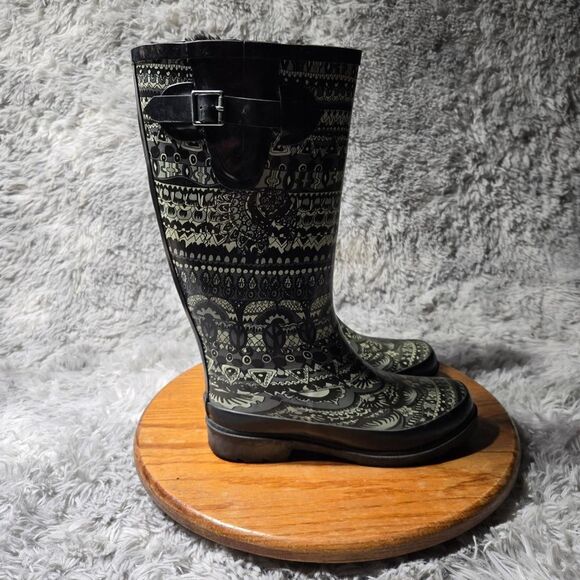 Sakroots by The Sak Print Rain Boots Womens Size 6 Rubber Tall Plush Lined Shoes - Picture 2 of 7